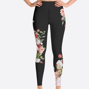 Lions of Paris MA Floral Patterned Black High Rise Leggings sz S
